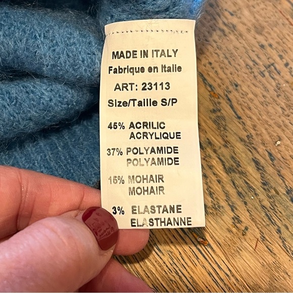 SARA CORSI Blue 15% mohair sweater size S - Picture 2 of 7